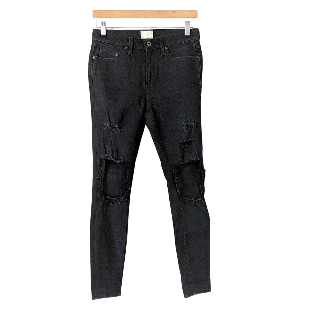 SIMON MILLER Jeans Distressed‎ Ripped Knee Black Denim Skinny Saba USA 27 $290